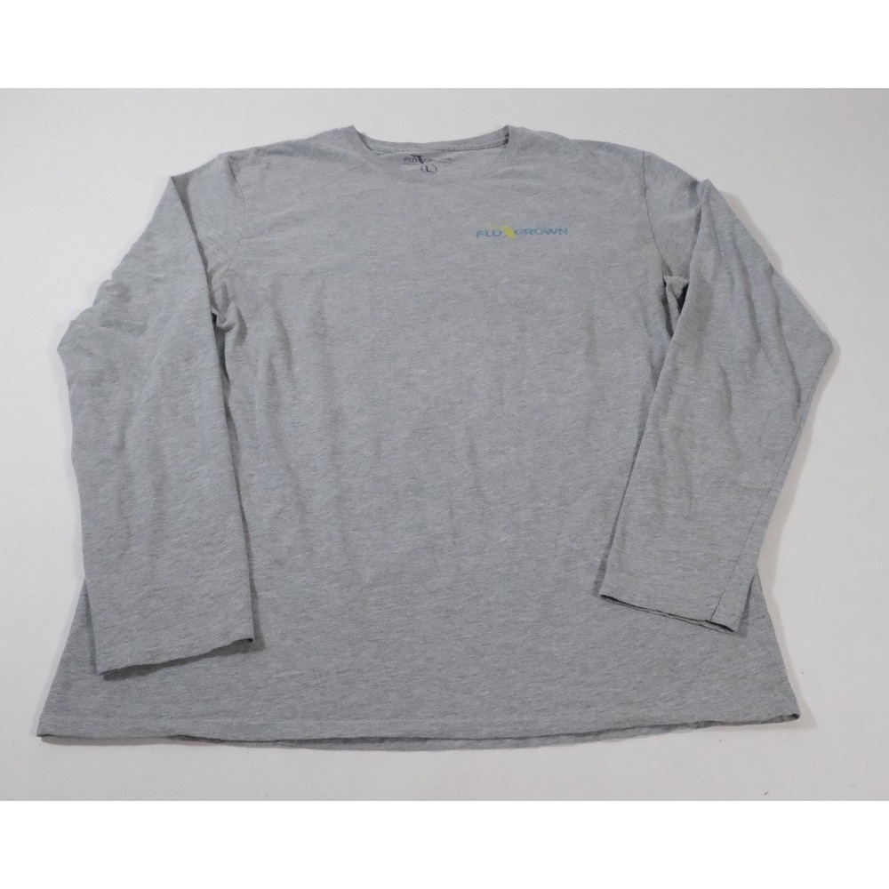 FloGrown T-Shirt Mens L Gray‎ Graphic Long Sleeve Deep Sea Adventure Fishing Tee